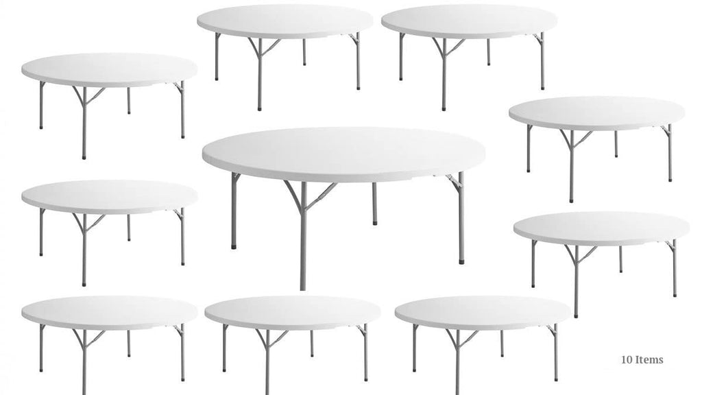 White 6 Ft Round Plastic Folding Table M690