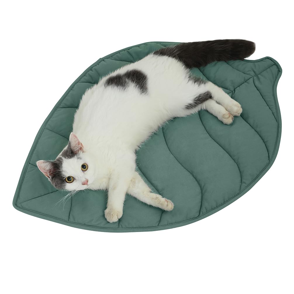 30 X 20 Inch Leaf Shaped Cotton Cat Bed Pad P408