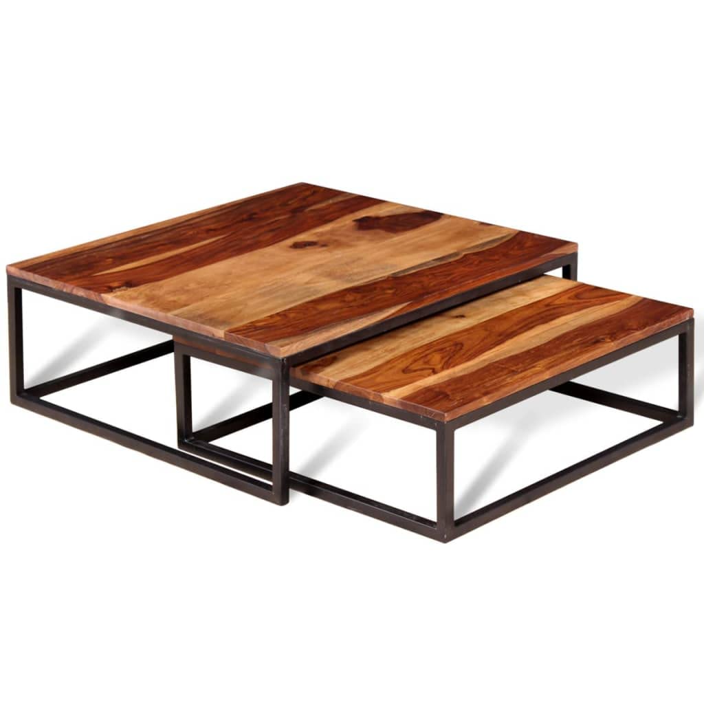 Two Piece Nesting Coffee Table Solid Sheesham Wood U6797