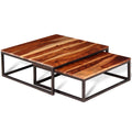 Two Piece Nesting Coffee Table Solid Sheesham Wood U6797