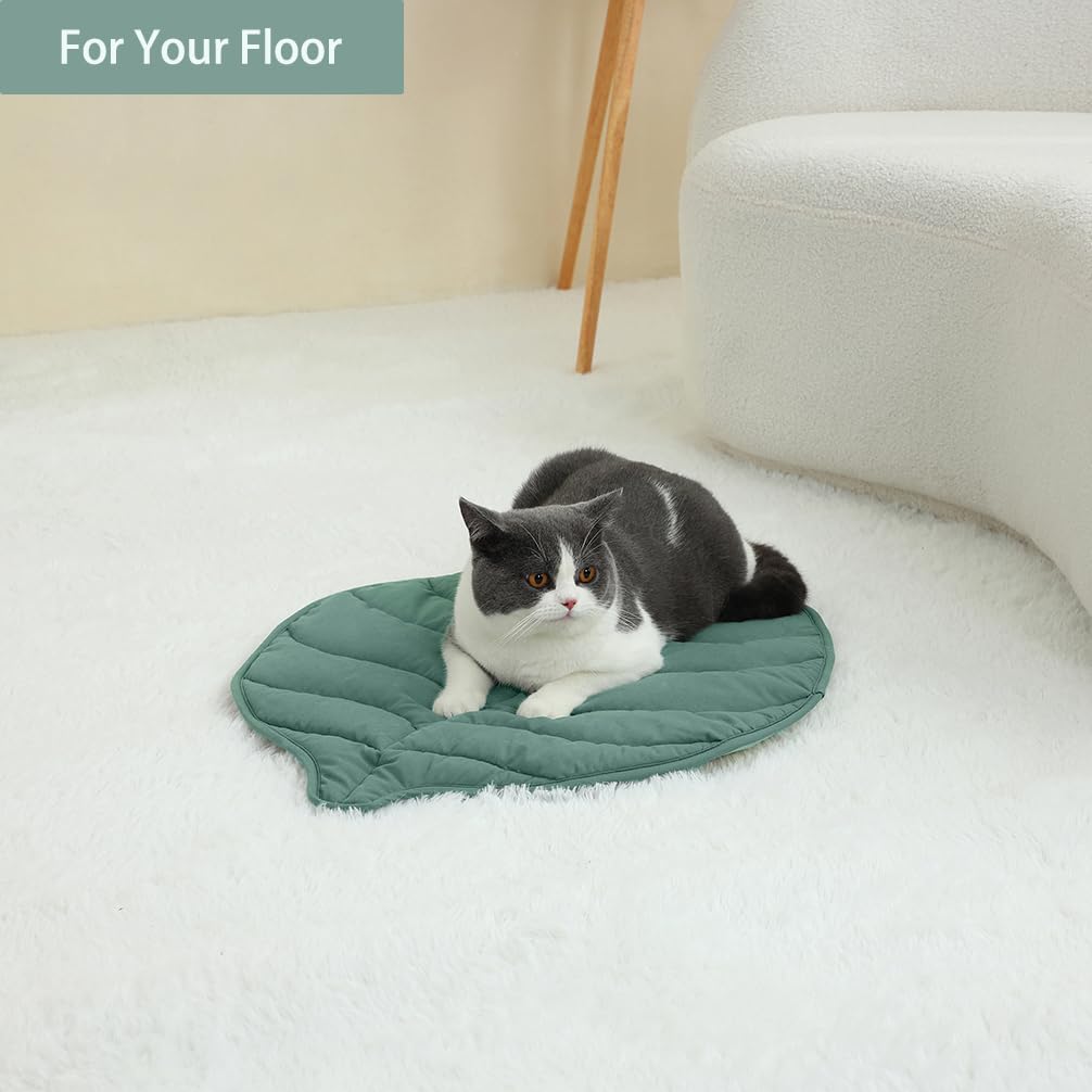 30 X 20 Inch Leaf Shaped Cotton Cat Bed Pad P408