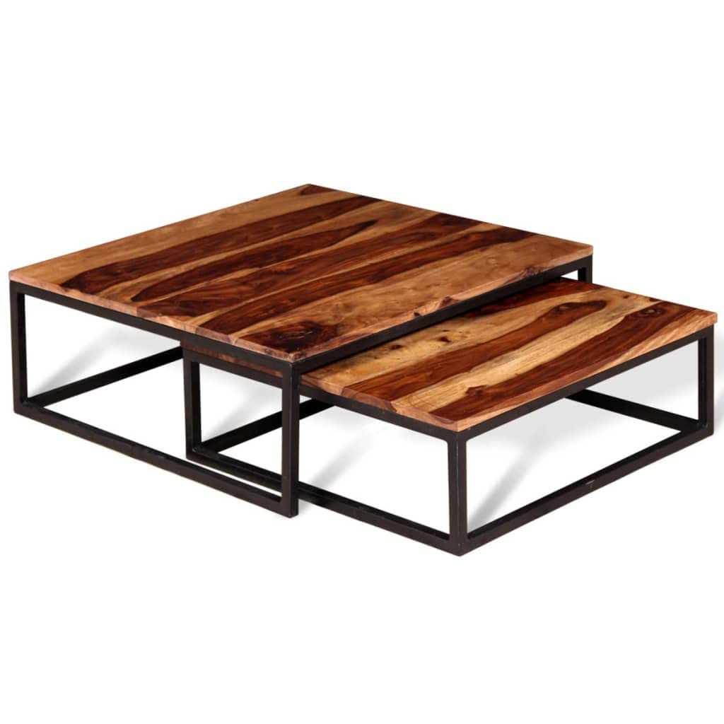 Two Piece Nesting Coffee Table Solid Sheesham Wood U6797