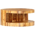Solid Sheesham Wood Round Coffee Table with Storage Shelf C211