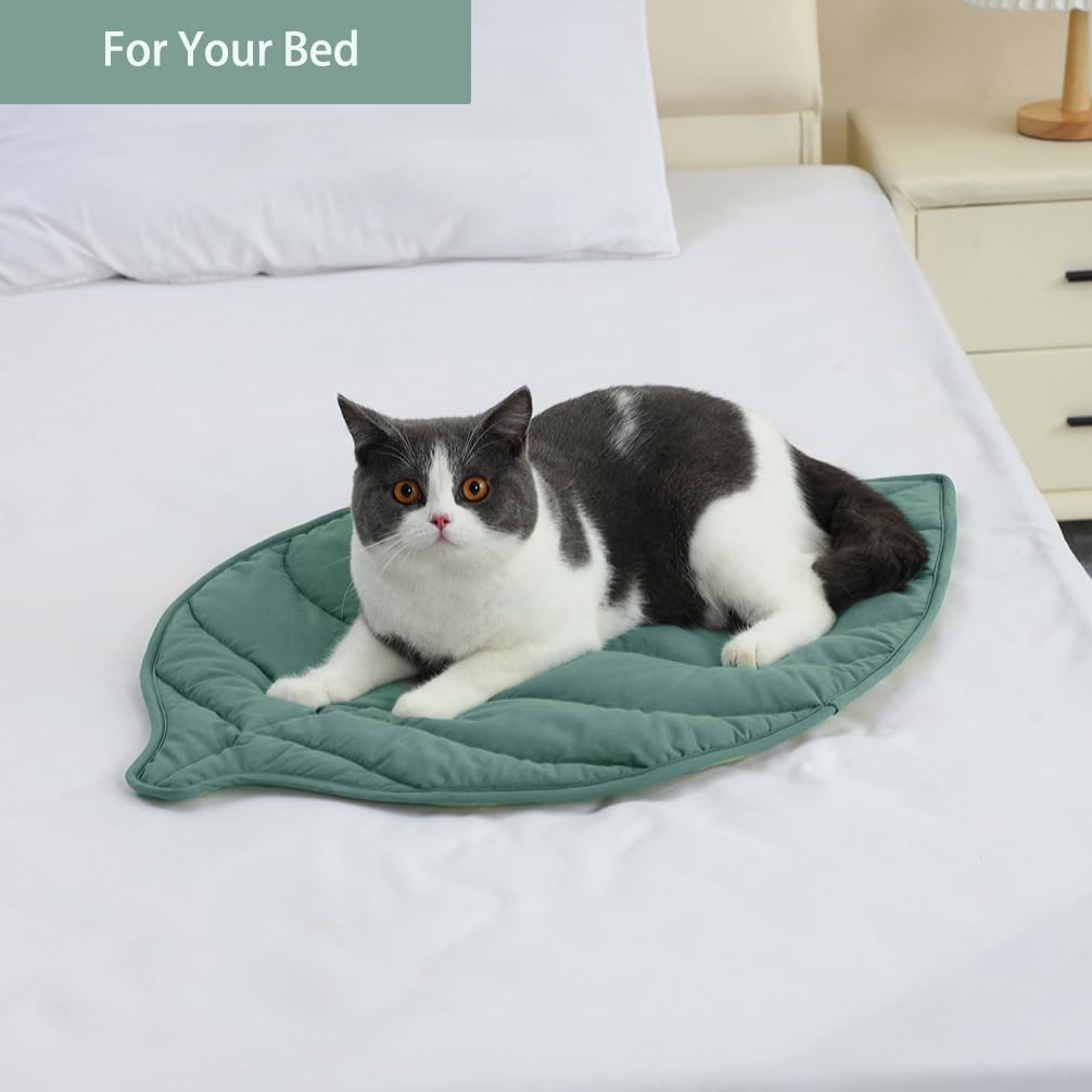 30 X 20 Inch Leaf Shaped Cotton Cat Bed Pad P408