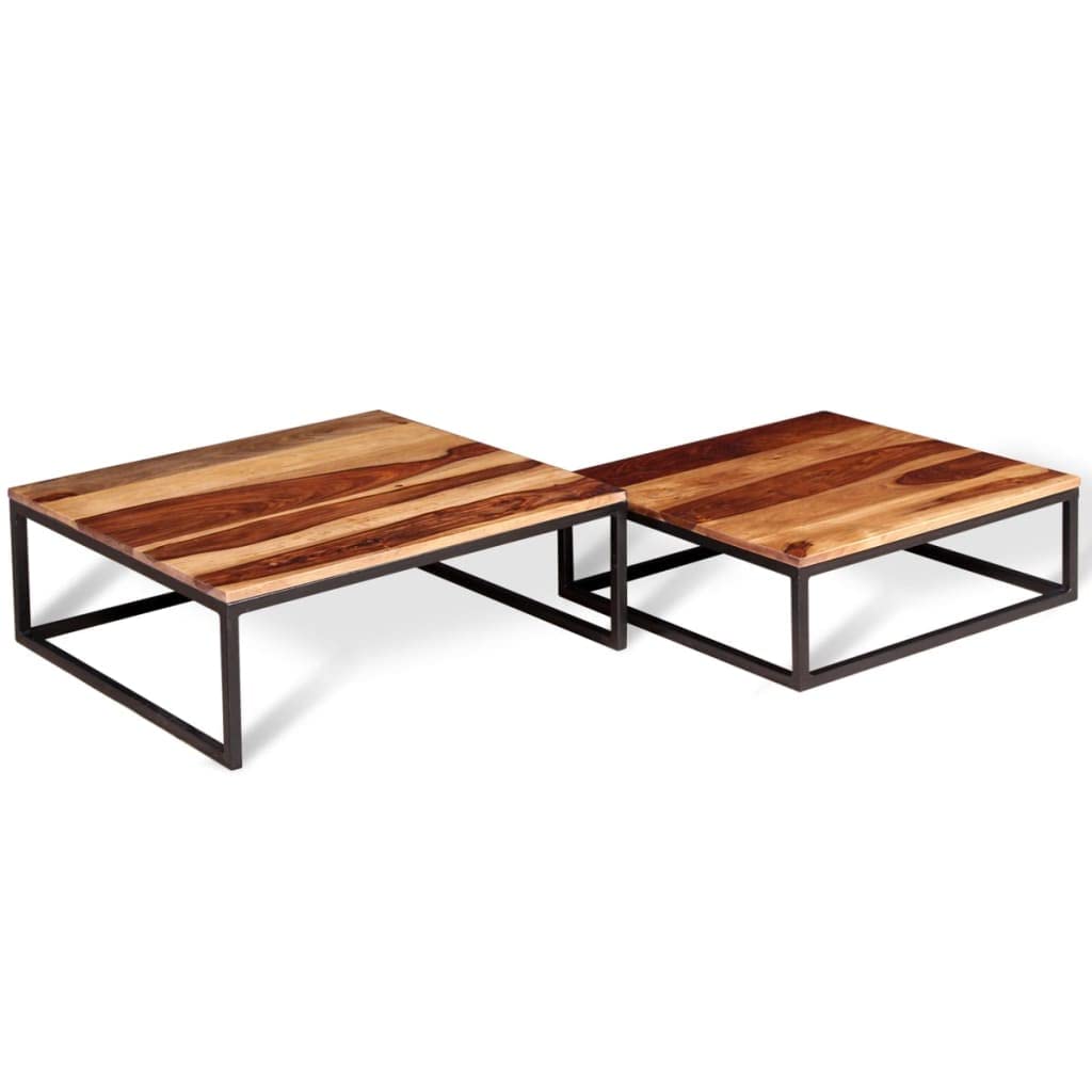 Two Piece Nesting Coffee Table Solid Sheesham Wood U6797
