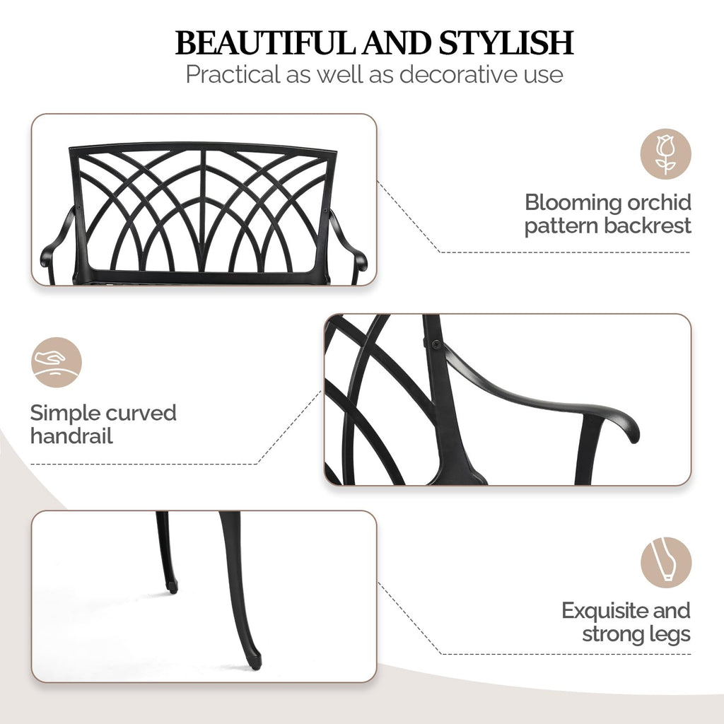 38" Black Metal Outdoor Bench N97695
