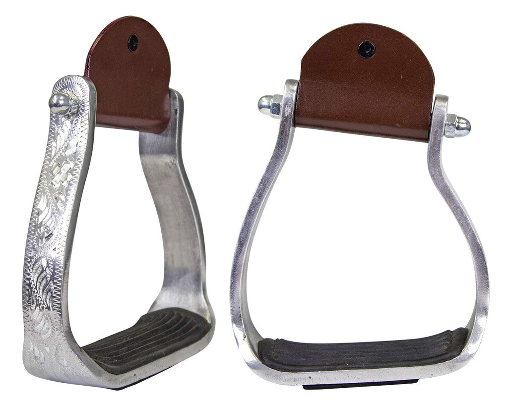 Angled Engraved Western Show Stirrups S7363