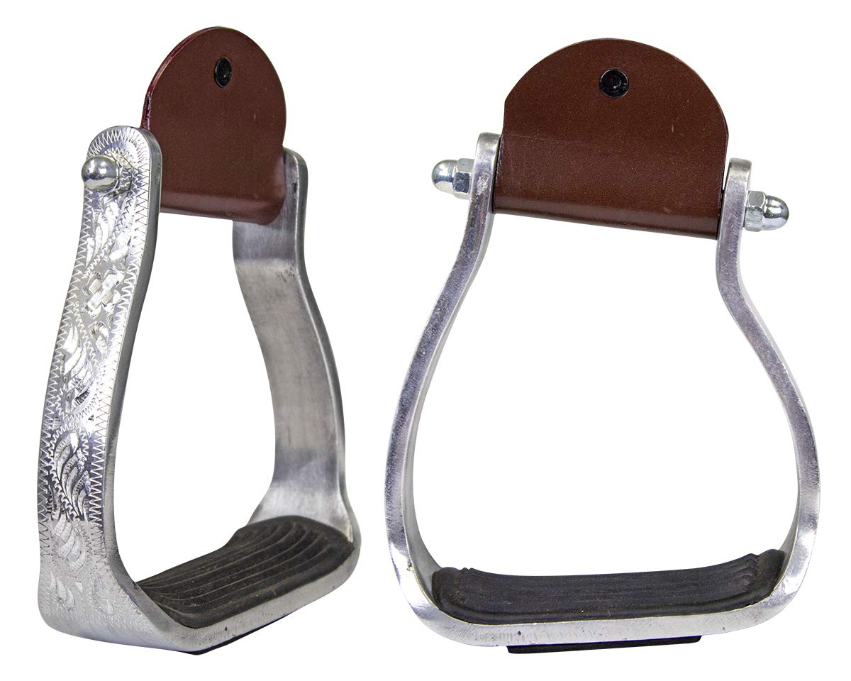 Angled Engraved Western Show Stirrups S7363