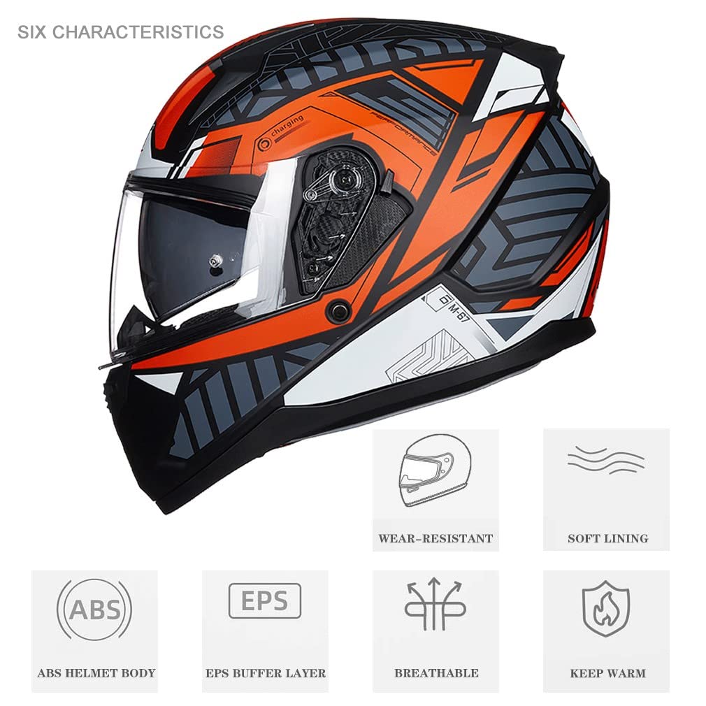 Bluetooth Motorcycle Helmet Anti-Fog Flip Up Full Face DOT Approved D36577