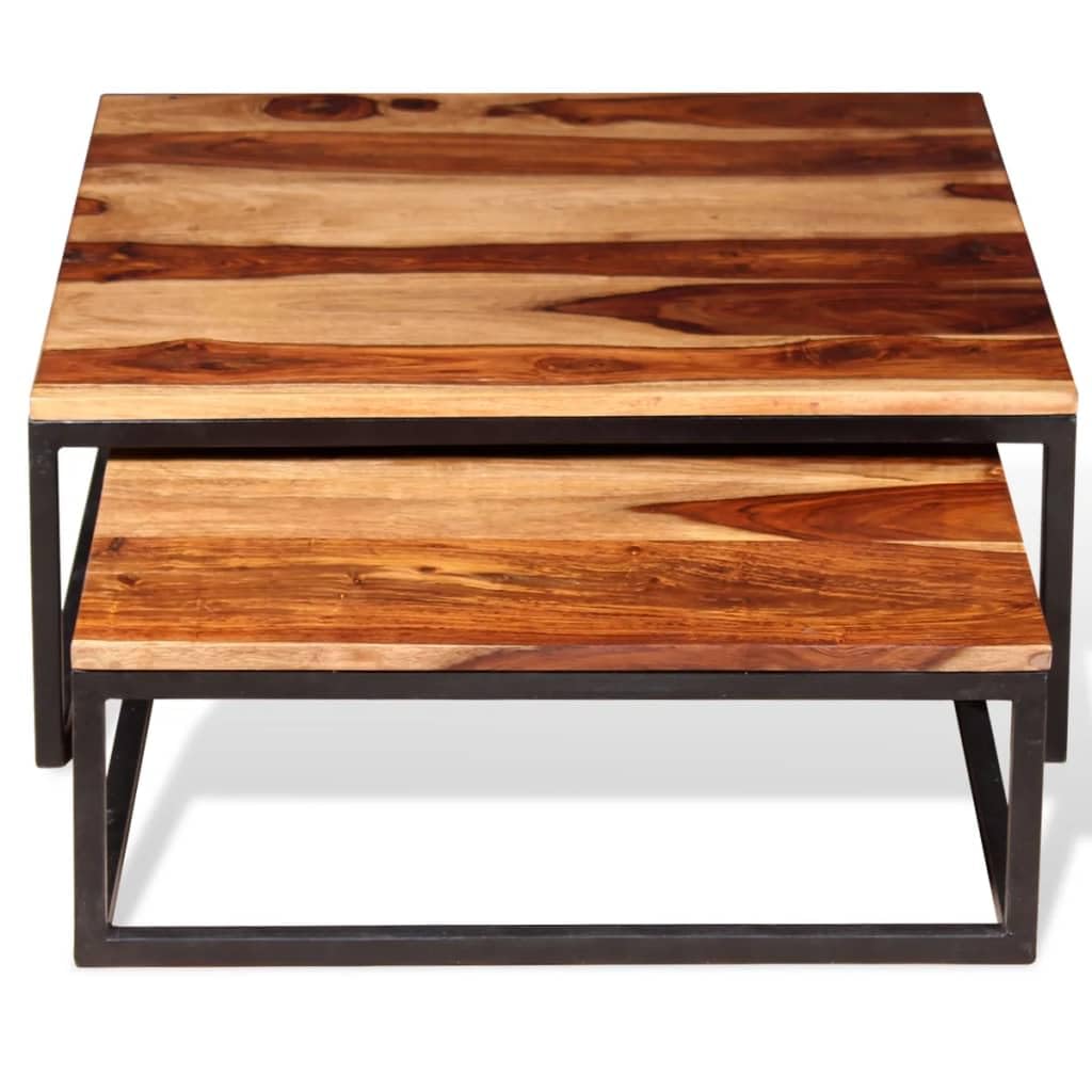 Two Piece Nesting Coffee Table Solid Sheesham Wood U6797