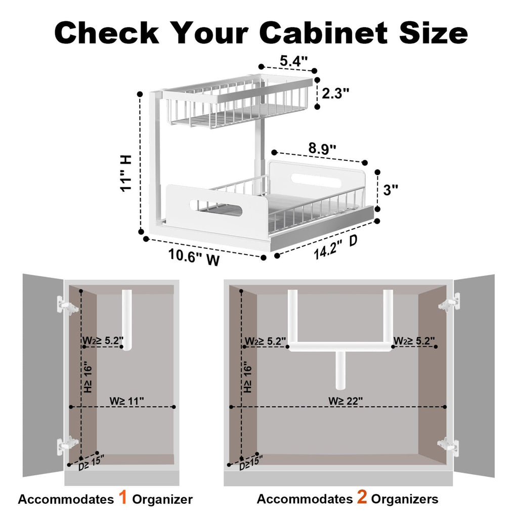 Under Sink 2 Tier Pull Out Cabinet Organizer X506