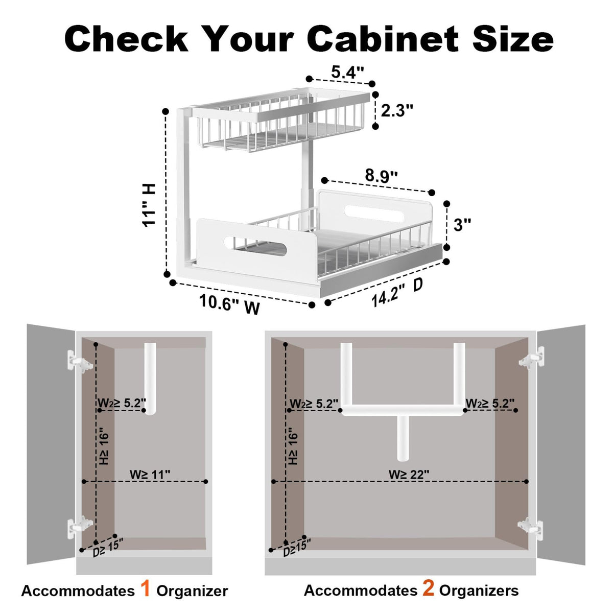 Under Sink 2 Tier Pull Out Cabinet Organizer X506