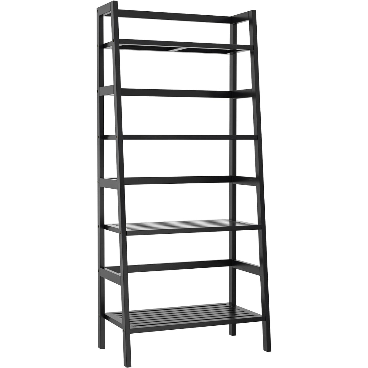 Black 4-Tier Bamboo Ladder Shelf G51804
