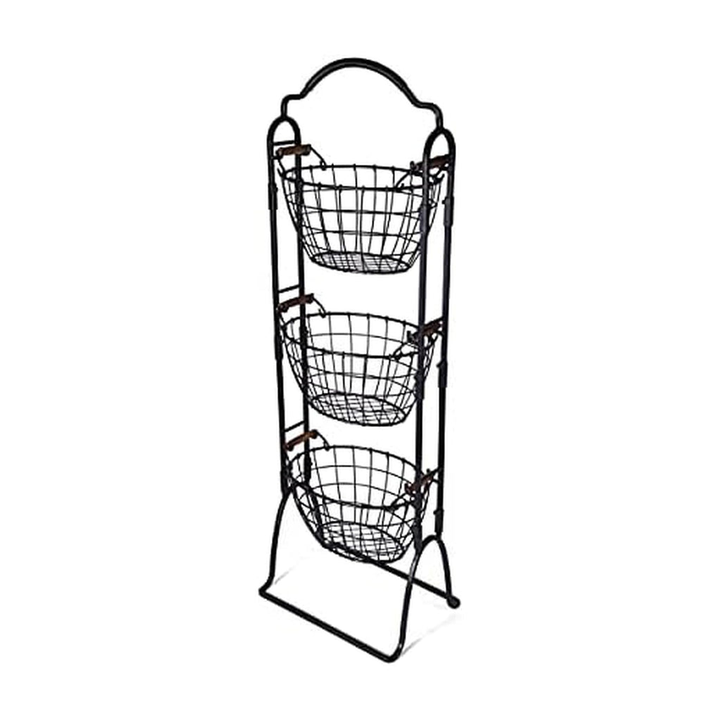 Adjustable 3-Tier Metal Floor Standing Storage Basket D15906
