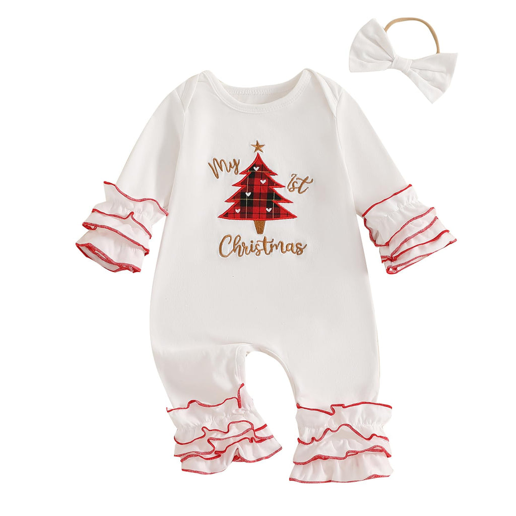Christmas Baby Girl Santa Long Sleeve Romper U6627