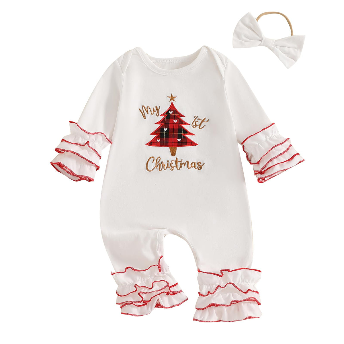 Christmas Baby Girl Santa Long Sleeve Romper U6627