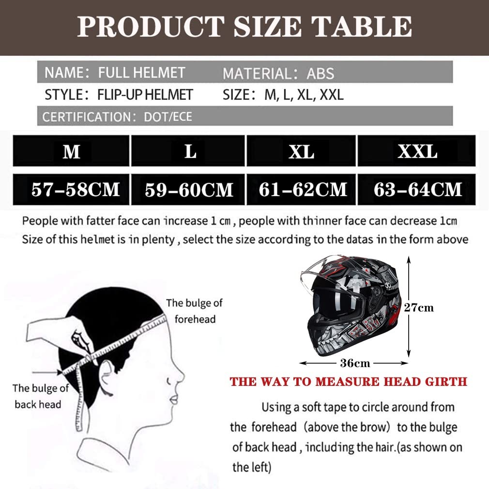 Bluetooth Motorcycle Helmet Anti-Fog Flip Up Full Face DOT Approved D36577