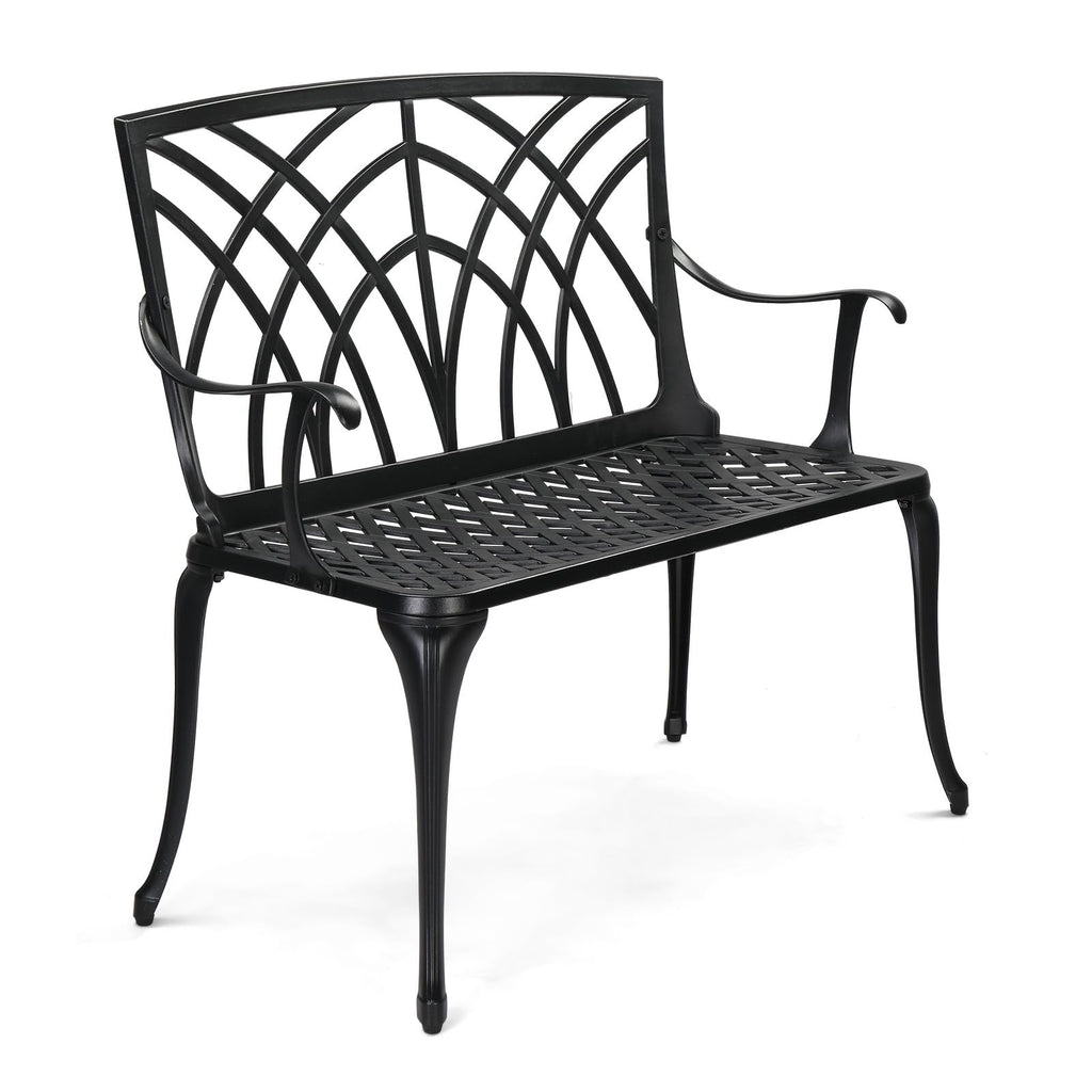 38" Black Metal Outdoor Bench N97695