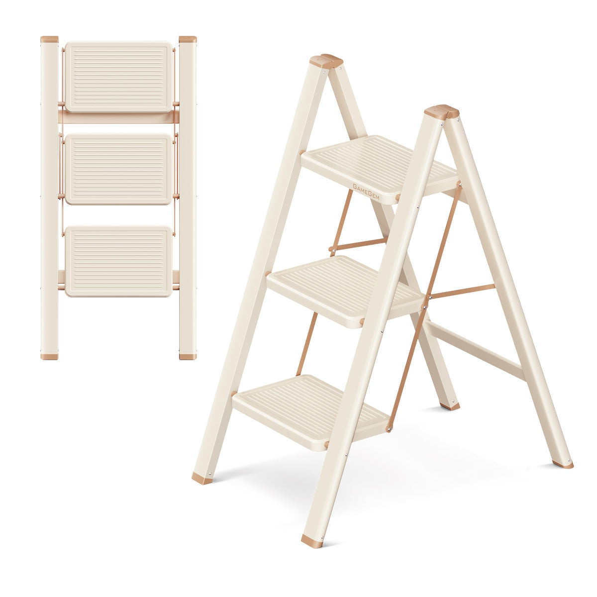 Foldable 3 Step Ladder with Anti-Slip Pedal X74509