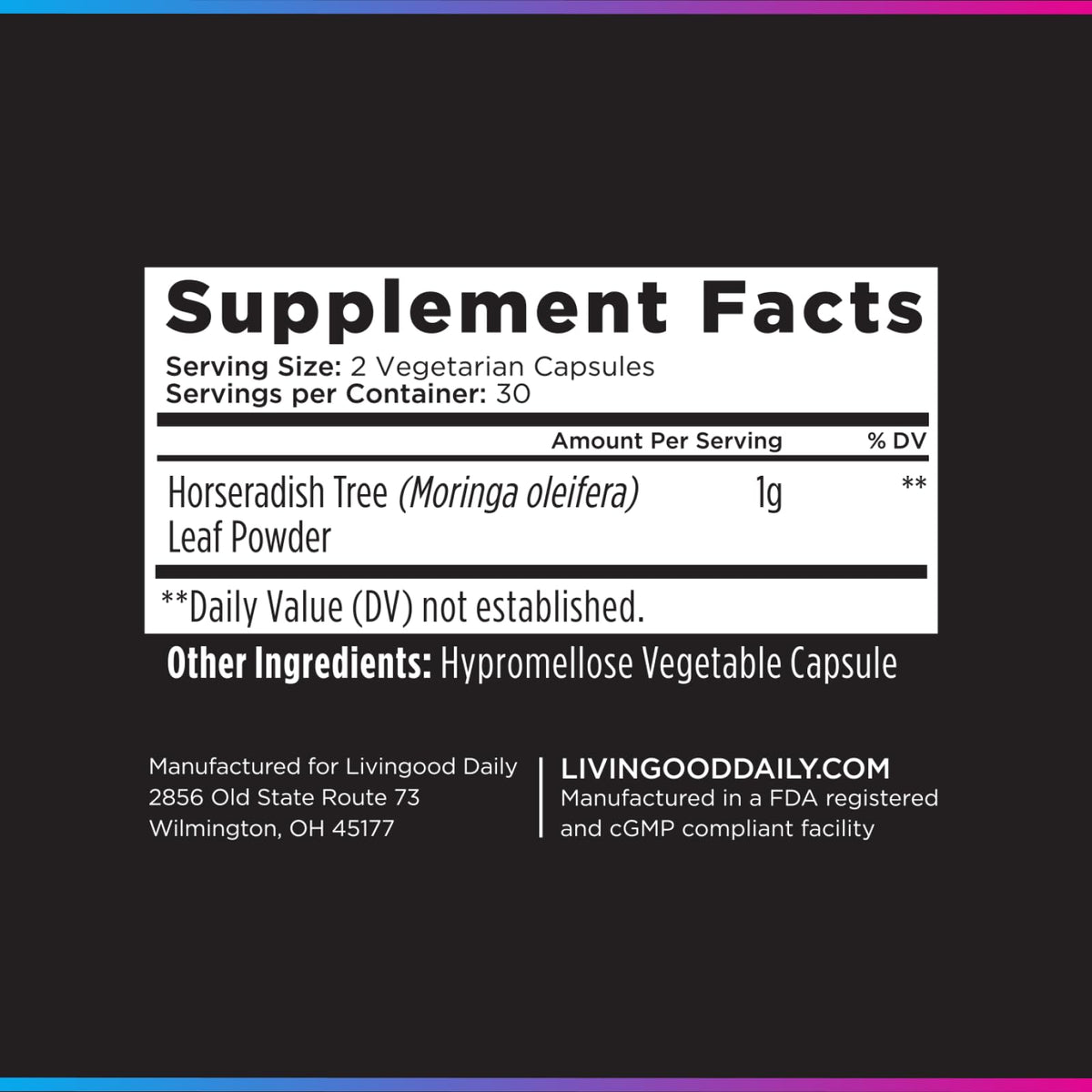 Moringa Capsules 1000mg 60 Capsules S101137
