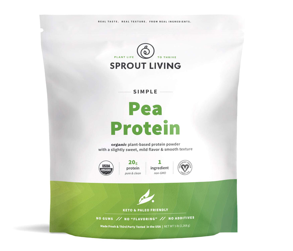 Organic Pea Protein Powder, Unflavored, 5 Pound G230