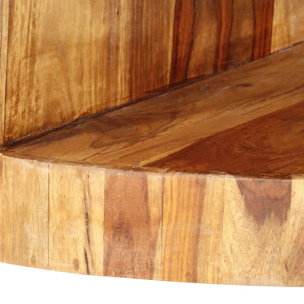 Solid Sheesham Wood Round Coffee Table with Storage Shelf C211