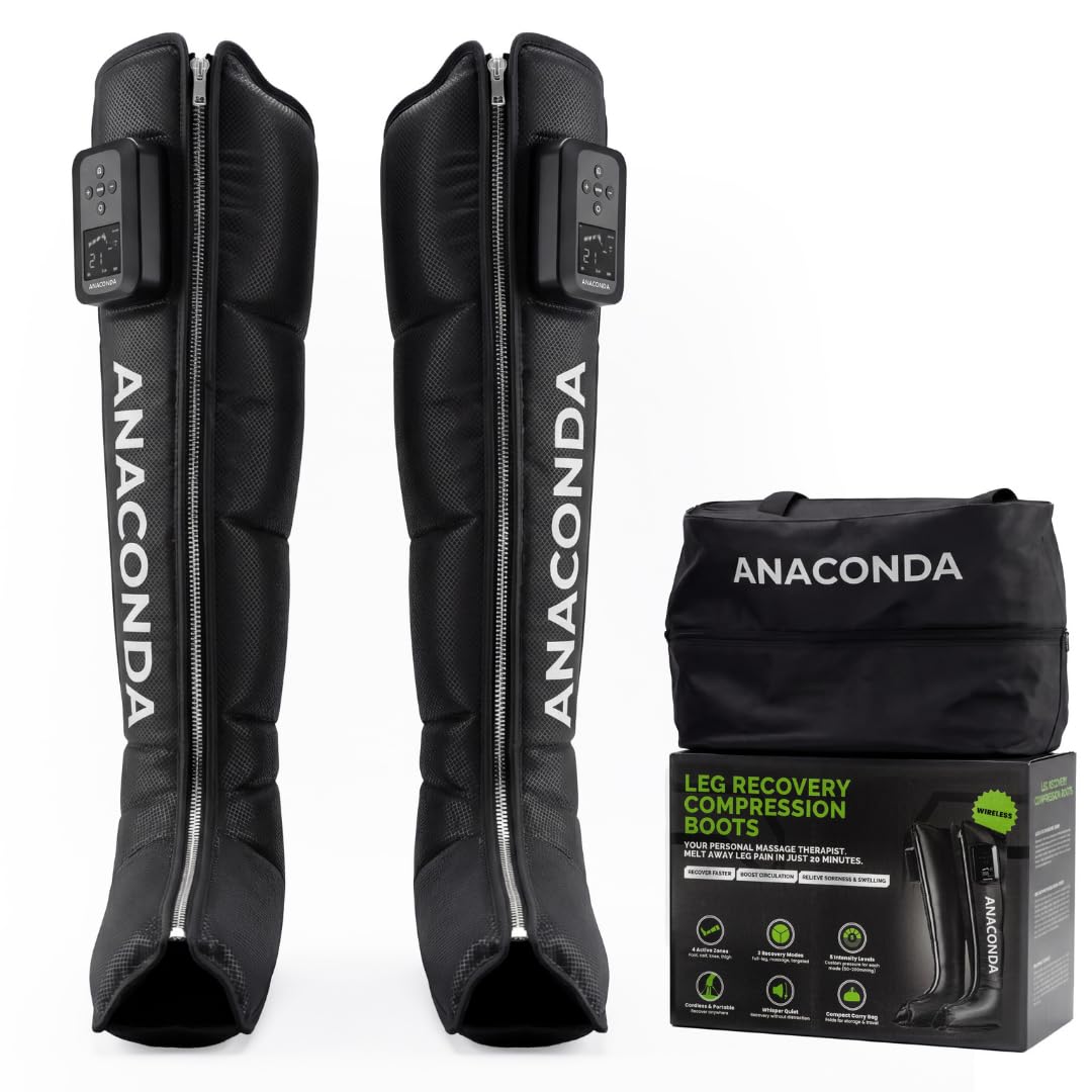 Wireless Leg Compression Boots with 4 Sequential Zones, 3 Modes, 4-Hour Battery O163