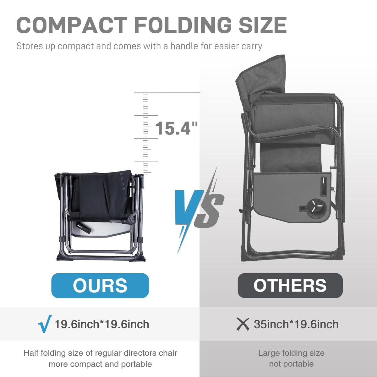 Portable Folding Camping Chair with Side Table, Black X10378
