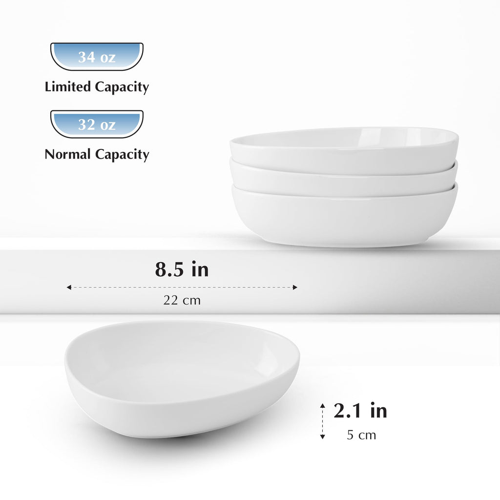 32 Oz White Porcelain Soup Bowls Set of 4 O177
