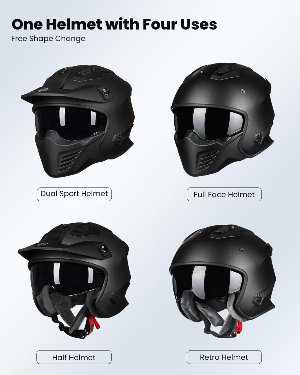Open Face 3/4 Half Motorcycle Helmet DOT Matte Black M X51640
