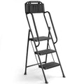3-Step Ladder with Anti-Slip Platform, 330 lbs Capacity, Steel Frame J521