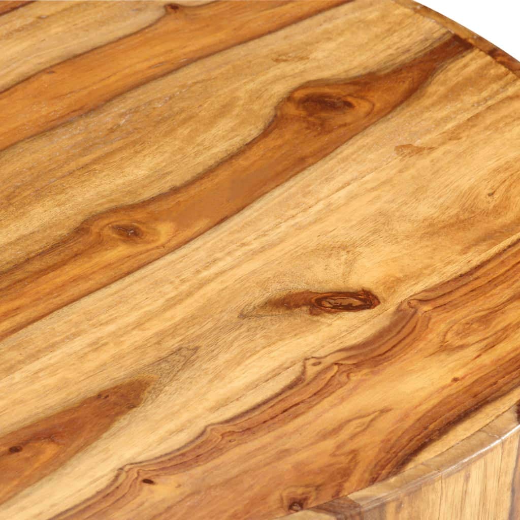 Solid Sheesham Wood Round Coffee Table with Storage Shelf C211