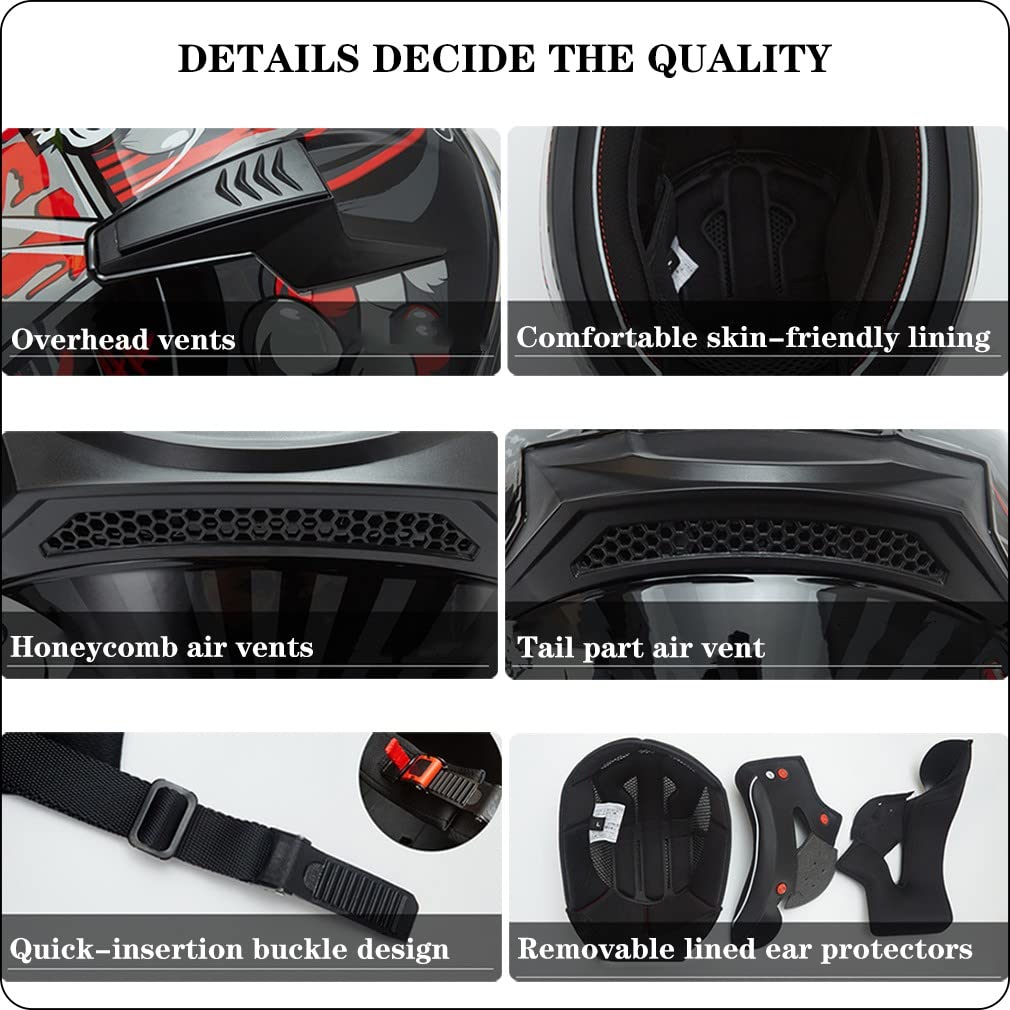 Bluetooth Motorcycle Helmet Anti-Fog Flip Up Full Face DOT Approved D36577