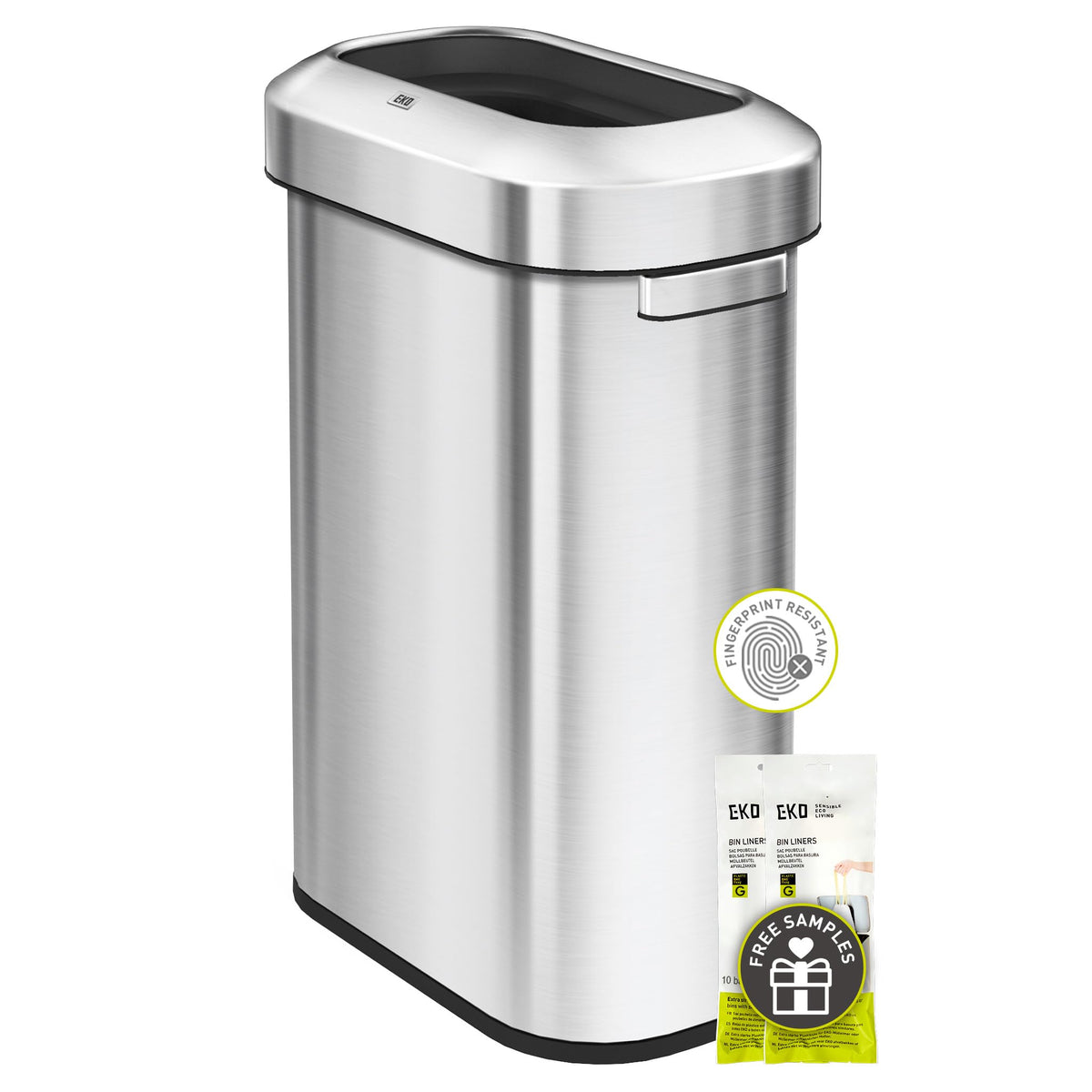 24 Gallon 90 Liter Open Top Stainless Steel Slim Trash Can N974