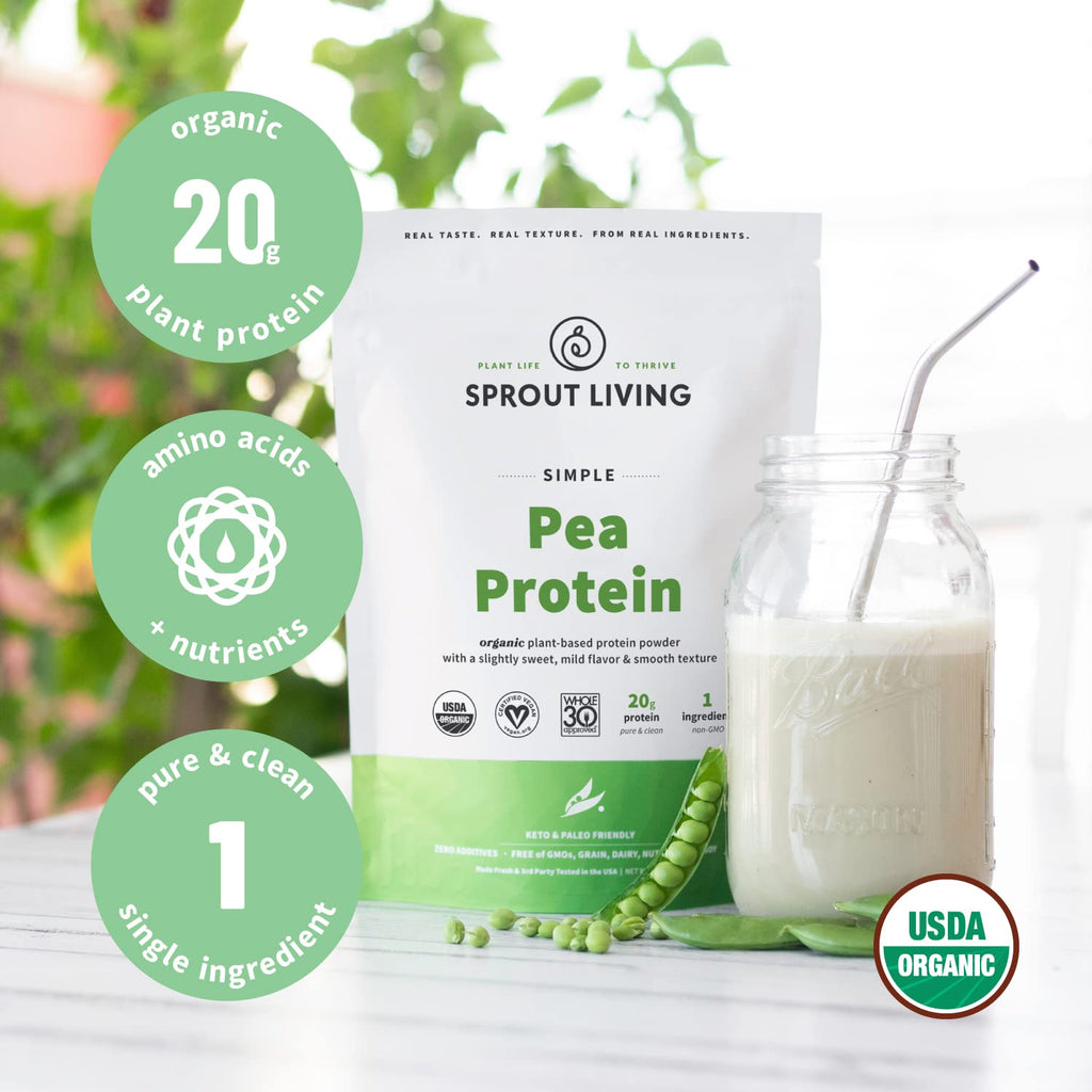 Organic Pea Protein Powder, Unflavored, 5 Pound G230