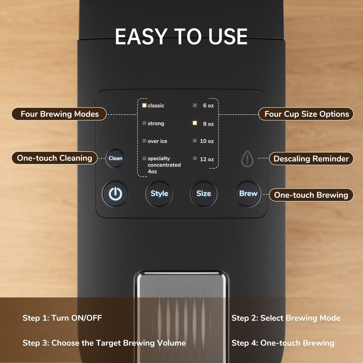Single Serve Coffee Maker with K Cup Capsules & Grounds, Black A778318