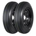 Set of 2 5.30-12 Trailer Tires with 12" Black Rims, 4 Lug on 4" Bolt Pattern, Load Range C 6PR D710522