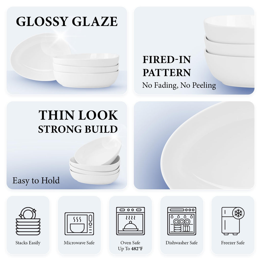 32 Oz White Porcelain Soup Bowls Set of 4 O177