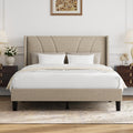 Queen Size Linen Upholstered Bed Frame with Headboard N513