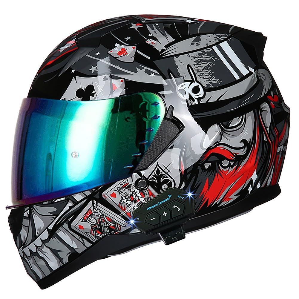 Bluetooth Motorcycle Helmet Anti-Fog Flip Up Full Face DOT Approved D36577