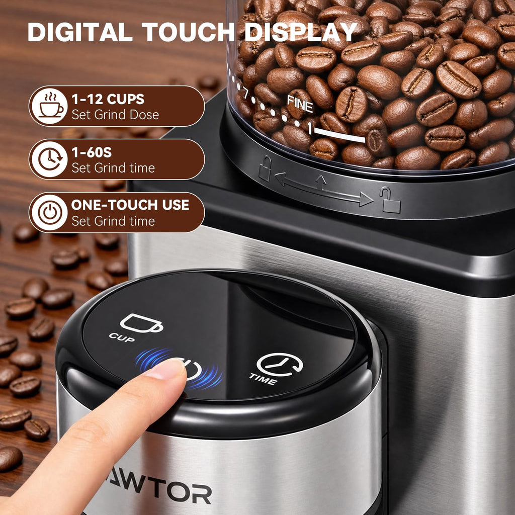 Conical Burr Coffee Bean Grinder, 25 Precise Settings, Anti-Static A568