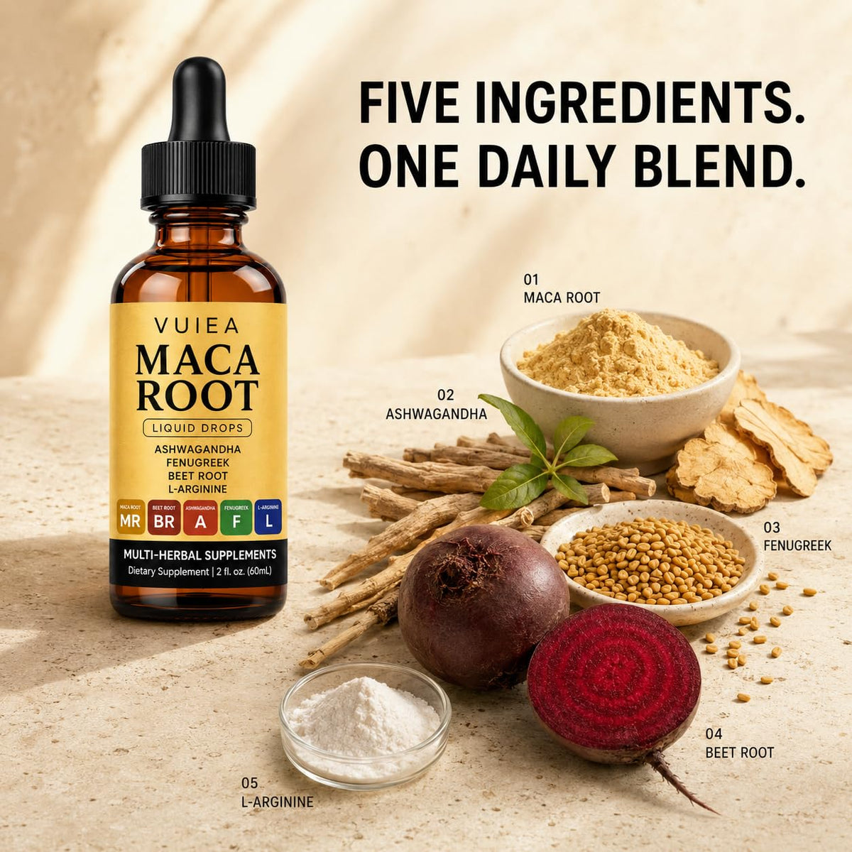 Maca Root Drops 5-in-1 Herbal Supplement 2 Fl Oz G198081