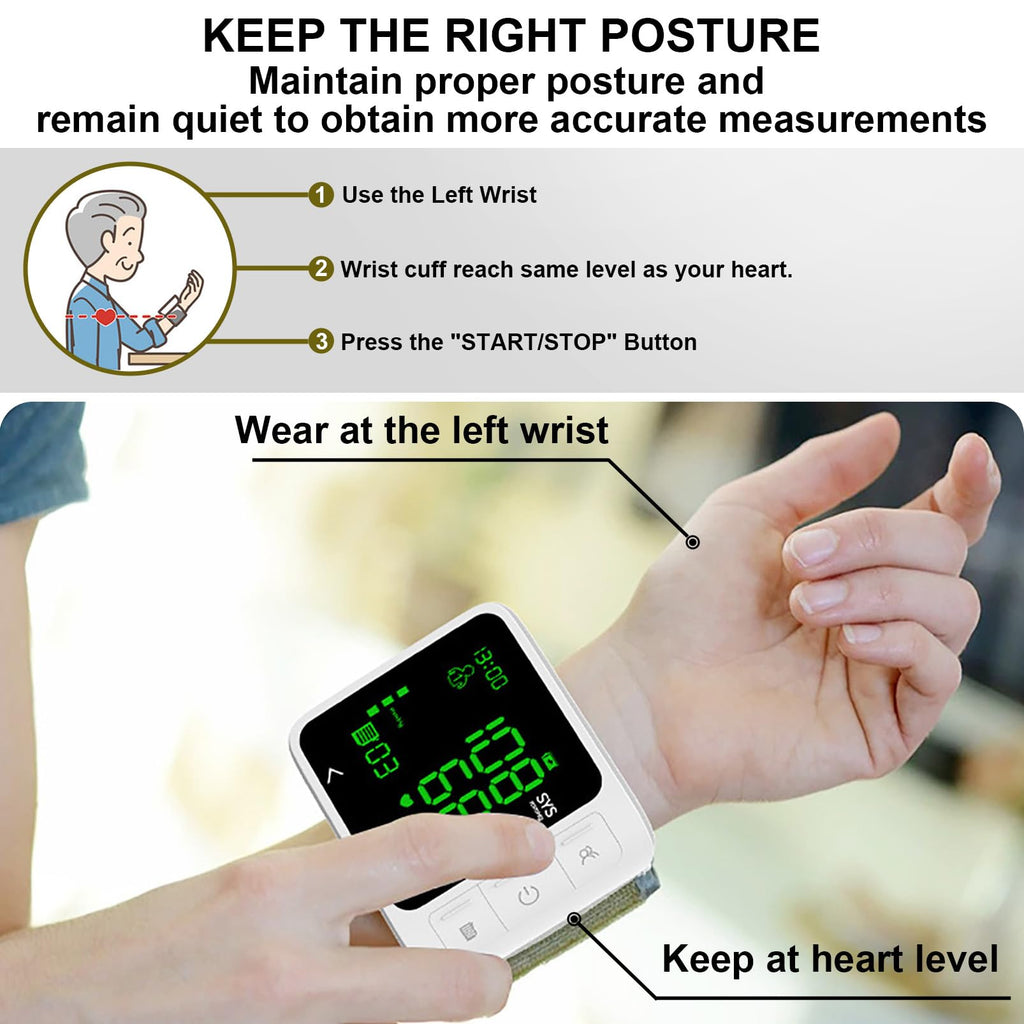 Wrist Blood Pressure Monitor with 2 Users Memory LCD Display R21217