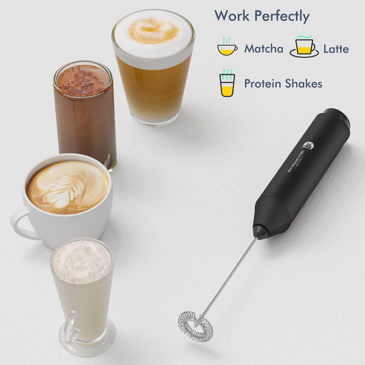 Handheld Milk Frother with Stainless Steel Whisk T913916