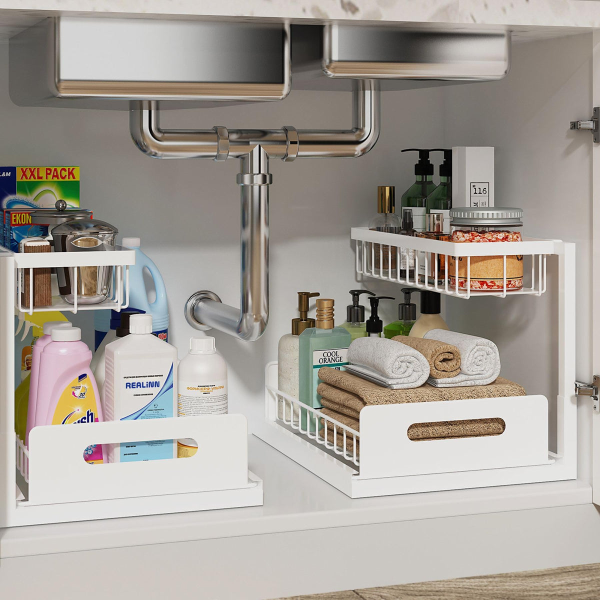 Under Sink 2 Tier Pull Out Cabinet Organizer X506