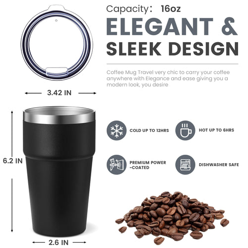 16oz Stainless Steel Insulated Tumbler with Lid F2060