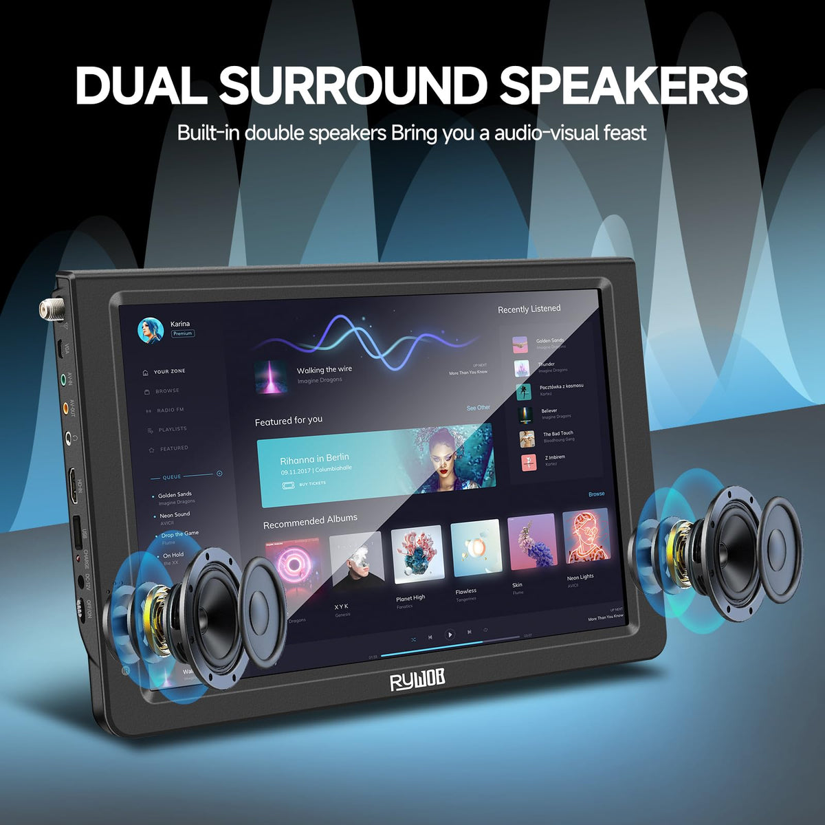 Portable Battery Powered Digital TV with Stand V783