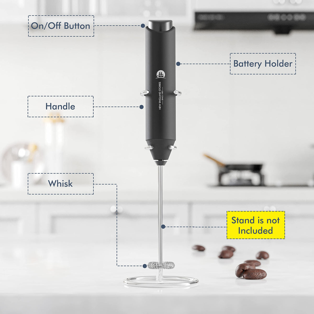 Handheld Milk Frother with Stainless Steel Whisk T913916