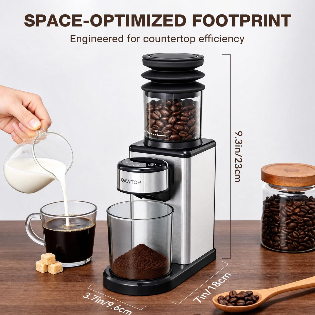 Conical Burr Coffee Bean Grinder, 25 Precise Settings, Anti-Static A568