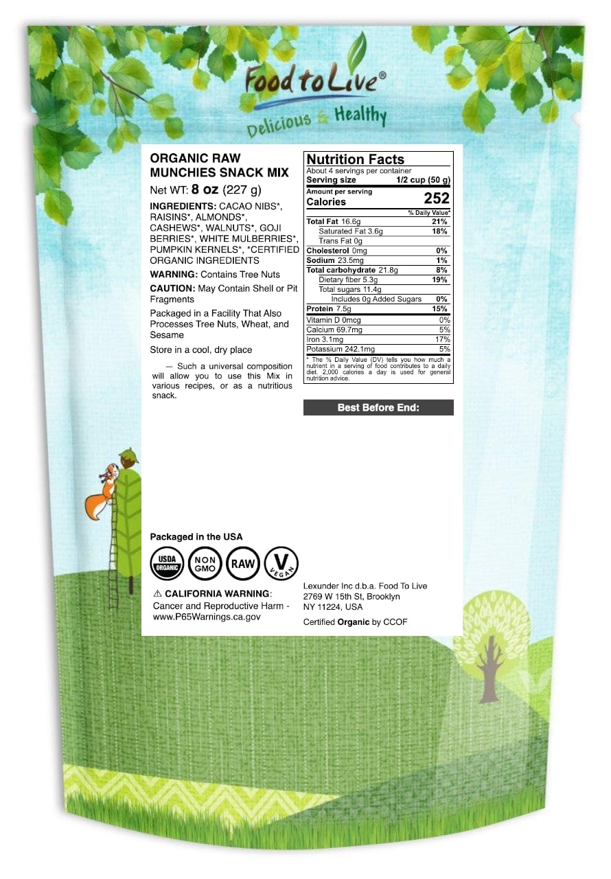 Organic Raw Snack Mix, 8 Ounces C468397